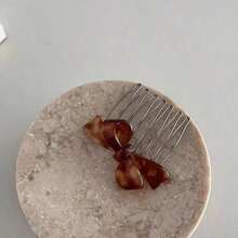 7齿醋酸纤维蝴蝶结发梳夹，女士发型发夹，刘海断发梳夹，女孩礼物，头饰，侧梳，发饰 - 彩色 - 查看 12