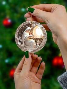 1 pièce Scène de la Nativité 2D à simple face en acrylique rond, décoration de sapin de Noël, décoration de maison, cadeau, ornement plat en acrylique à suspendre au rétroviseur de la voiture, convient pour la famille et les amis, pour un usage quotidien et les rassemblements à la maison - Beige - Voir 1