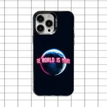 La Funda de Teléfono "El Mundo Es Tuyo" para 17,16,15,14,13,12,11,Pro,Max,Plus, Anticaída Negra Mate Dura - Z3 - Ver 8