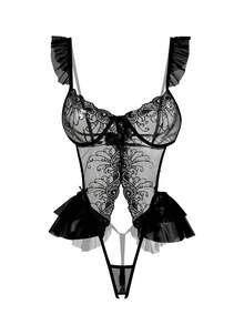 Sexy Lingerie, Hollow Out Bodysuits, Women's Bodysuits And Sexy Tight Jumpsuits - Black - View 5