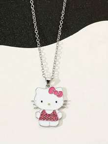 1pc Hello Kitty Clavicle Chain Pendant, Y2K Style Gift For Women - Suitable For Teenagers And Best Friends, Cute Cartoon Graduation Memento Gift With Heart-Shaped Pendant
