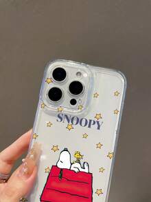 SNOOPY A Cartoon Anime  Transparent Hollow Phone Case Made Of Anti-Drop Tpu Material, Which Can Be Given As A Holiday Gift. It Is Suitable For Apple Phones, And The New Model Is Suitable For IPhone13/14/15/16/17Pro Max Phones - 彩色 - 查看 6