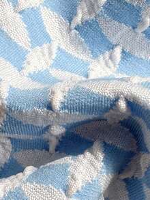 Women's Plaid Lace-Up Backless Vacation Beach Bikini Set Summer - Baby Blue - View 7