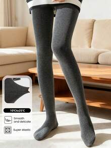 Women's Thick Wool Lined Thermal Leggings, Suitable For Business And Work, Cold-Resistant Base Layer With Thick Tights
