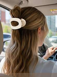 法式扁平椭圆发夹、豹纹发夹、多功能发夹、扁平鳄鱼皮发夹、弧形树脂发夹、发饰 - 彩色 - 查看 11