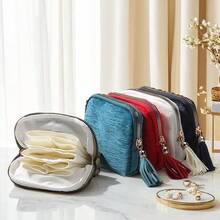 5-Layer Jewelry Organizer Bag, Includes Necklace, Earrings, Bracelet, Pendant Storage, Tassel Decor, Portable Jewelry Travel Case , Makeup Room Decor - Multicolor - View 5