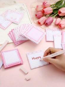 4pcs Cute Bow Memo Pads, Ribbon Notepad, Stationery For Women & Students, Party Favors (Pink), Adorable Planner, Lovely Sticky Notes, Stationery, Memo Pad, Notebook, Student Supplies, Memo Pad, Memo, Christmas Memo, Desktop Accessories, Fun Sticky Notes, Valentine's Day Decor - 彩色 - 查看 2