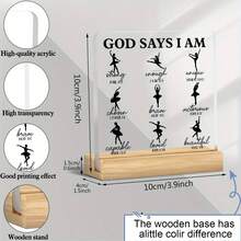 1件，“上帝说我美丽而坚强”，女士和同事桌面装饰，基督教礼物，圣经经文装饰，宗教摆件，基督教励志品