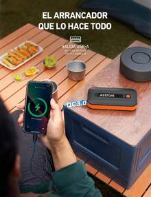 AstroAI B8 Arrancador De Batería para Coche, Cargador de Batería de Auto y Jump Starter Carro De 12 V (7,0 L Gasolina / 5,5 L Diésel).Incluye Luz Led Y Todos Los Accesorios (Naranja) - Naranja - Ver 1