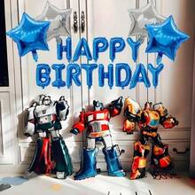 Hasbro 变形金刚主题生日派对气球套装，生日快乐铝箔气球，适合青少年派对装饰和活动背景 - 彩色 - 查看 4