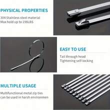 Conjunto de 100 abraçadeiras de nylon reforçadas - Amarrações industriais/para cabos/equipamentos, com travamento automático, 4,6 mm de espessura, aperto manual, resistentes à ferrugem e duráveis, ideais para diversas aplicações industriais, decoração de casa e decoração de casamentos! - Vários tamanhos - Ver 3