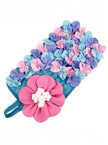 Tapis de recherche pour animaux de compagnie en forme de rectangle avec des bandes de tissu en forme de fleurs. Jouet interactif stimulant l'intelligence pour lapins et hamsters. Conception de stimulation mentale amusante et unique pour renifler - Bleu ciel - Voir 8