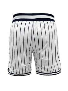 KTYSDE Men's #99 Classic Striped Baseball Shorts, New York Embroidered Letter, Loose Comfortable Sports Shorts, Suitable For Basketball, Baseball, Golf, Daily Sports, Running, Gym, Beach - White - View 3