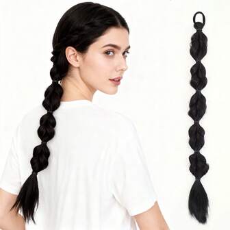 拳击辫合成编织假发 女士泡泡辫马尾辫双马尾假发片 夹式接发 自然发色