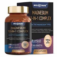 MVPCARE Complejo De Magnesio 1500mg 12 En 1 Suplemento De Magnesio Con Glicinato Citrato Malato Óxido Taurato Aspartato,relajación, Músculo, Apoyo Al Corazón, 120 Cápsulas - Dos botellas - Ver 10