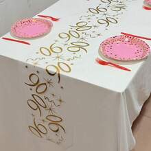 1pc Gold Foil Number Birthday Table Runner, 6/16/20/25/35/45/55/65/75/85 Years Old Birthday Party Decoration, Anniversary Retirement Party Supplies, Birthday Celebration, Father's Day, Mother's Day - Gold - View 4