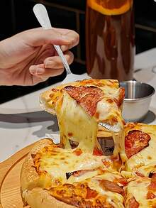 1件/2件镀金不锈钢蛋糕铲，婚礼蛋糕切割套装，高级蛋糕切割套装，精致刀齿铲，家用三角带齿铲，加厚长柄烘焙披萨铲 - 彩色 - 查看 3