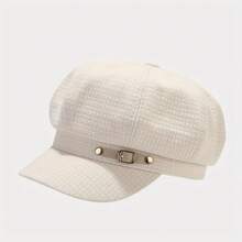 Women's Elegant Octagonal Beret - With Belt Buckle, Fashion Duckbill Hat, Creative Design, Artist Hat, Sun Protection, Spring Fashion Accessory | Elegant Buckle Details Suitable For Daily Commuting To Work AWMO - màu đen - Xem 5