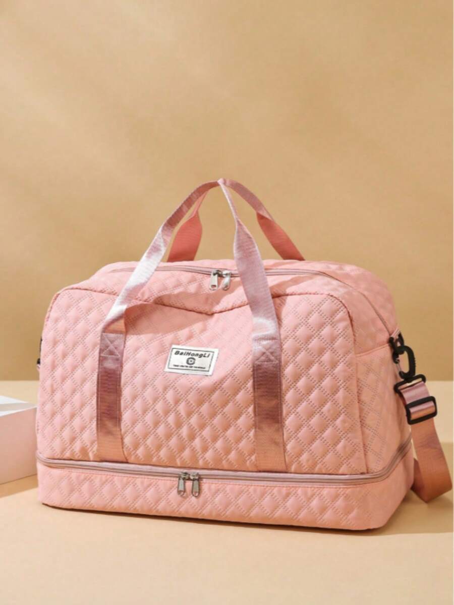 Pink Expanded Luggage Storage Bag, Lightweight Foldable, Expanded, Carry On Travel Weekender & Overnight Bag, Weekend Bag Hospital Bag Travel Bag Carry On Bag Luggage Bag Quilted Bag Quilt Bag Puffer Bag Quilted Shoulder Bag Hand Bag Crossbody Bag Traveling Bag Back To School School Bag Travel Essentials Travel Organizer For Beach Summer Vacation For Suitcase Gym Bag Duffle Bag Duffel Bag For Luggage College Bag Luggage Bags Weekender Bag Winter - 粉色 - 查看 1