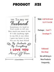 浪漫情人节贺卡，送给丈夫、男友、男士的甜蜜周年纪念卡 | 专属他的生日贺卡 | 完美的情人节礼物 - 1张 - 彩色 - 查看 5