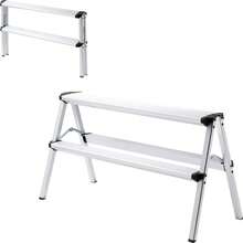 アルミ足場台 洗車台 2段 高さ50cm 耐荷重150kg 天板76cm×30cm 軽量3.6kg 折りたたみ 幅広ステップ 踏み台 脚立 シルバー EEX-KYA20 - シルバー - チェックする 9