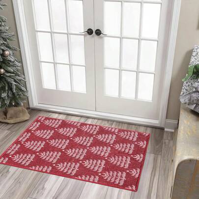 Vintage Christmas Indoor Door Mat Washable Non Slip 2x3 Entryway Rug Pile, Modern Farmhouse Floral Rustic Christmas Area Rugs For Kitchen Bathroom Bedroom Laundry