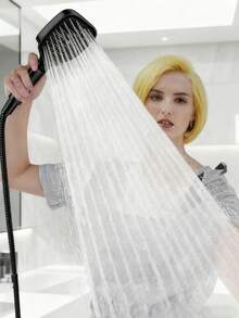 8-Mode Boosted Filter Square Shower Set, Large Panel Handheld Shower Head With 8 Adjustable Flow Modes, Durable Plastic Construction, Modern Style, G1/2 Universal Interface, Powerful Filtered Boosted Square Shower Head And High-Flow Rain System. Suitable For Home And Hotel Bathrooms, Essential Accessories For Modern Bathrooms And RV Bathrooms. Upgrade Your Bathroom For A Comfortable Showering Experience. Ideal For Holiday Gifts And Bathroom Renovations. - Black - View 3