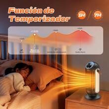 Calentador Electrico para Hogar, 1500W Calentador de Cerámica PTC, Protección de , con 3 Modos, Mandos a Distancia y 1-7 Sincronización, Portátil Calentador para Sala, Oficina, Dormitorio - 1 - Ver 4