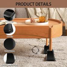Set Of 6 Black Furniture Risers - 6 Inch Plastic Lift Blocks For Beds, Sofas, And Desks - Default - View 3
