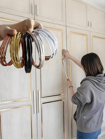 เทปตกแต่ง PVC กันน้ำแบบมีกาวในตัว 100 ซม. - ฉีกง่ายแบบมีกาวในตัว 3D, กันน้ำและทนต่อแรงกระแทก, มีสีขาว/ทอง/ดำ/เงิน เหมาะสำหรับตกแต่งผนังห้องนั่งเล่น, ตกแต่งเคาน์เตอร์ห้องนอน, ตกแต่งกรอบประตูและหน้าต่างระเบียง, ตกแต่งกระจกห้องน้ำ ฯลฯ