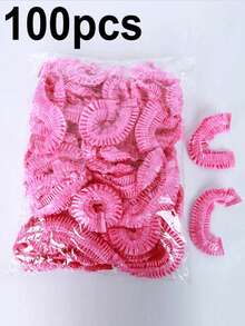 100个一次性浴帽，透明塑料发帽，浴帽，沐浴帽，浴室用品，价格实惠，防水弹性浴帽，适合头发护理/旅行/居家使用，返校必备。