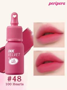 Peripera K-Beauty 墨感絲絨唇膏，高顯色度，持久顯色，輕盈無感，無麩質，無防腐劑，絲絨霧面液態唇膏，滑順持久顯色 - #48 100 Hearts - 查看 2