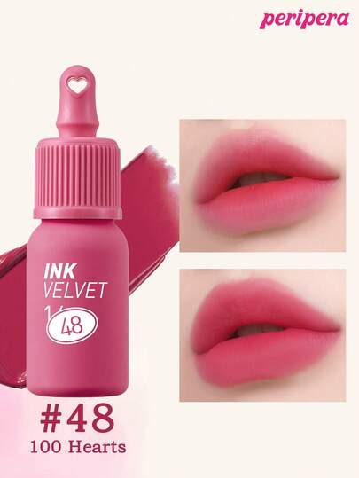 Peripera K-Beauty Ink 丝绒唇膏，高显色度，持久不脱色，轻盈无感，不含麸质，不含防腐剂，丝绒哑光唇膏，液体唇膏，柔滑，持久显色，韩妆，韩国彩妆