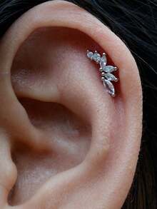 1枚18K镀金不锈钢和铜质平底耳钉，镶嵌立方氧化锆，适合女性耳垂、耳骨及其他穿孔部位，20G尺寸 - 一件圓餅鋯石耳環 - 查看 2