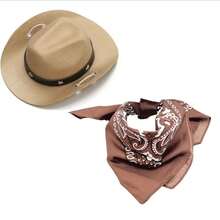 Babykostüm im Western-Cowboy-Stil - stilvoller brauner Ledercowboyhut + retrobedrucktes Lätzchen, süßer Kinderfotorequisit, unisex für Baby Jungen und -mädchen, Neugeborenen-Modeoutfit, -tauglich, Baby-Shower/Geburtstags-Geschenk, Baby-Fotorequisit