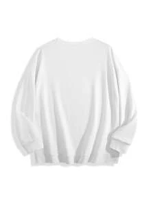 Women's Sp5der Spider Web Printed Sweatshirt - White Crew Neck Casual Pullover, Halloween-Themed Edgy Style,Comfortable Fashion Piece For Ladies, Ldeal For Fall Holidays, Winter Clothes For Women - White - View 2