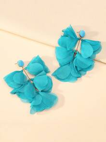 1 Pair Light Blue Multi-Layer Tassel Earrings, Handmade Bohemian Style Jewelry For Women, Suitable For Parties, Galas And Other Occasions - Light Blue - View 2