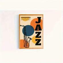 1pc Frameless Canvas Retro Jazz Saxophone "JAZZ" Slogan Decor – Fits Jazz-Style Bar/Vintage Living Room Wall Decor; Ideal For Jazz Culture Enthusiasts, Vintage Decor Lovers | Canvas Only - Multicolor - View 10