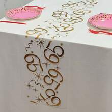 1pc Gold Foil Number Birthday Table Runner, 6/16/20/25/35/45/55/65/75/85 Years Old Birthday Party Decoration, Anniversary Retirement Party Supplies, Birthday Celebration, Father's Day, Mother's Day - Gold - View 19