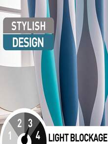 1 件时尚简约的黄灰色半透明隔热印花窗帘，适用于节日派对、客厅和卧室。 - 彩色 - 查看 5