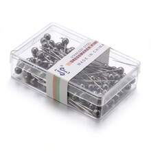 100 piezas/Caja Alfileres de posicionamiento de cabeza de perla de acero inoxidable hechos a mano, juego de alfileres de costura para ropa, bolsos, joyería, manualidades y accesorios DIY - Pines en caja - Ver 17