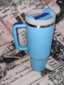 40 OZ H2.0 Stainless Steel Tumbler Double Wall Vacuum Insulated Portable Drinking Cup Travel Iced Coffee Mug Summer Drinkware With Handle And Straw, Perfect For Travel, Home, Office, Gift, Ice Drinks And Hot Drinks(Limited Edition 700pcs) - 霜白 - 查看 4