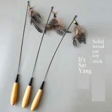 Feather Cat Teaser Wand, Interactive Cat Toy With Steel Spring, Durable & Bite-Resistant For Pet Entertainment - Three-color Feathers - View 3