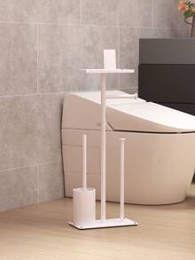 1pc Bathroom Floor Standing Toilet Paper Holder With Storage Shelf, Independent Toilet Paper Rack, Bathroom Tissue Paper Organizer, Bathroom Accessories