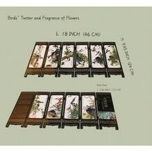 6-Panel Folding Room Divider Screen - Hand-Painted Floral & Bird Design - Decorative Desktop Privacy Partition For Home & Office - Default - View 2