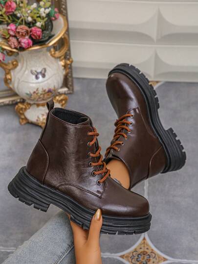 Botas de media pantorrilla con suela gruesa y elevadora, botas de tobillo, para exteriores, deportes, slip-on, nuevas, elegantes, minimalistas, cómodas, casuales, para fiestas, diarias, viajes, bodas, campamento, regalos, esenciales para otoño/invierno, estilo campus para exteriores, superficie suave, fiestas, bodas, zapatos de mujer, elegante moda básica glamorosa de calle vintage princesa