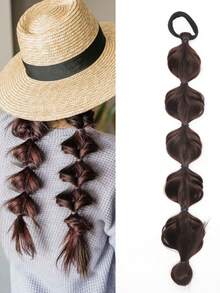 1 pieza Peluca de cola de caballo con burbuja para mujeres, cabello trenzado lindo con coletero, regalo exquisito, moda francesa retro, regalo para celebraciones, vacaciones, fiestas, amigos, regalos familiares (Colores de cabello: negro natural, marrón claro, marrón oscuro, marrón negro) - Multicolor - Ver 9