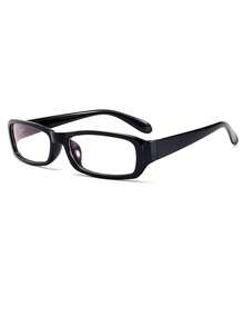 1 Pair Retro Square Small Frame Transparent Lens Glasses, Versatile Personalized Clear Eyeglasses Suitable For Travel, Daily Wear And Decoration - 黑框透明 - 查看 5