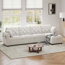 Sofas & Couches - Beige + Velvet + 4 Seat - 查看 4