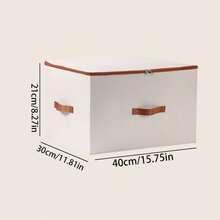 2pcs/1pc Dustproof Storage Box With Lid Large Capacity Foldable Clothes Storage Box Double Thickness Moisture-Proof Storage Box, Under-Bed Storage - Beige - View 19